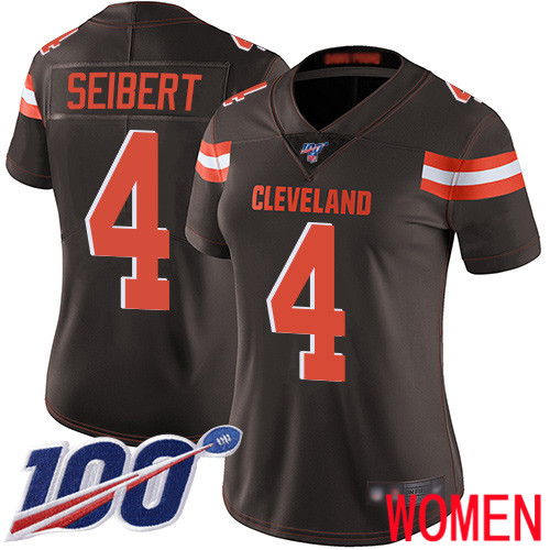 Cleveland Browns Austin Seibert Women Brown Limited Jersey 4 NFL Football Home 100th Season Vapor Untouchable